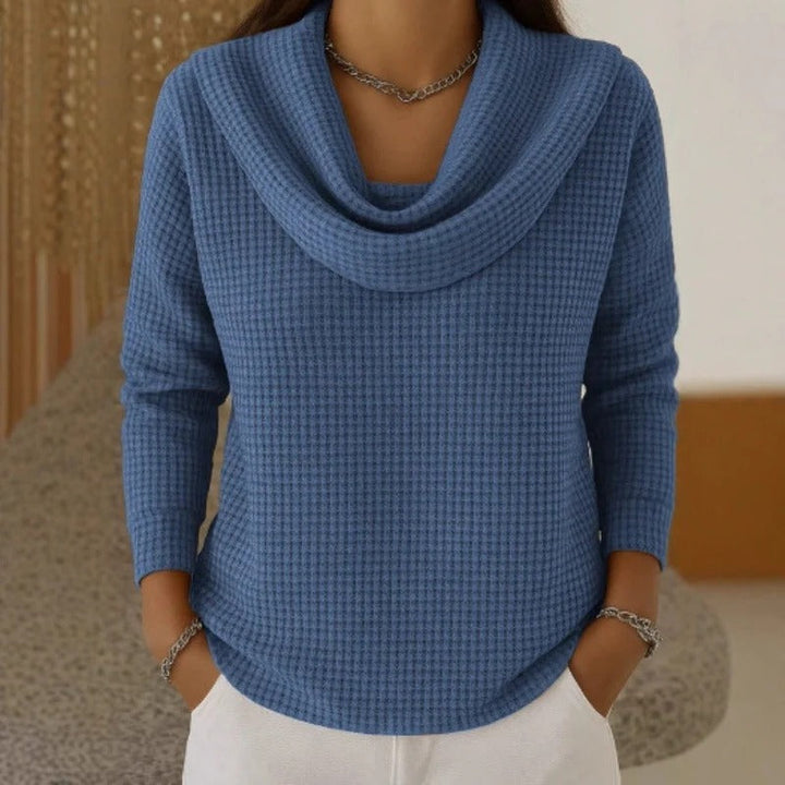 Danela | Elegant Waterfall Neckline Sweater