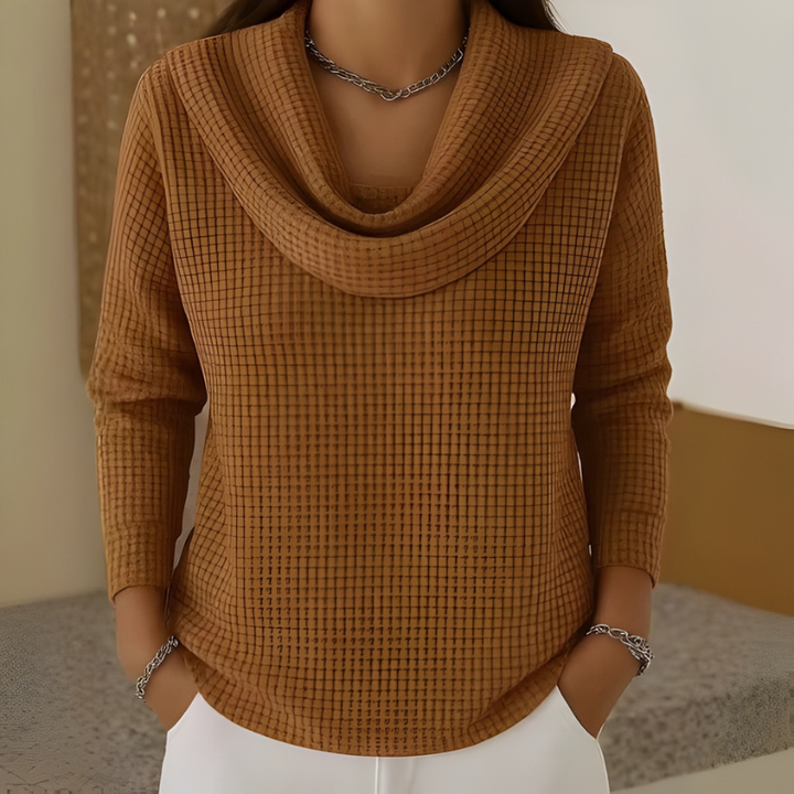 Danela | Elegant Waterfall Neckline Sweater