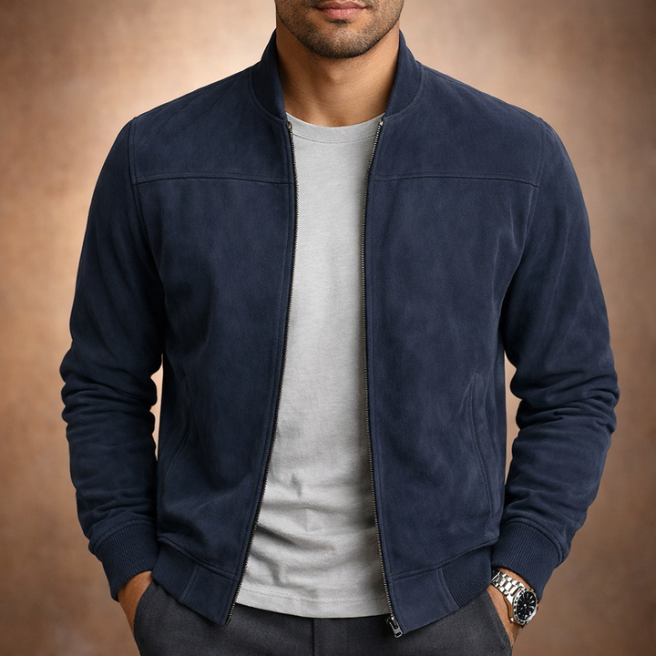 Mens Faux Suede Bomber Jacket