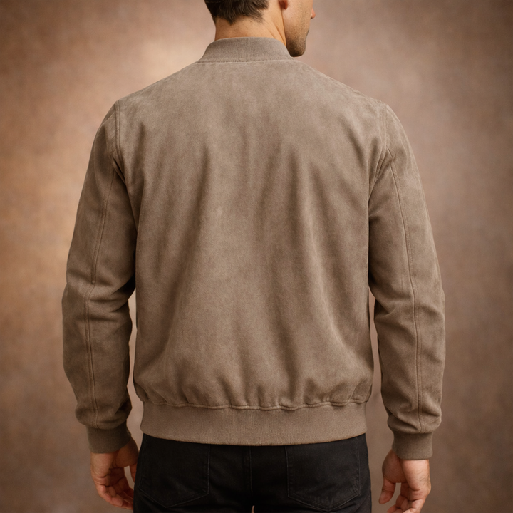 Mens Faux Suede Bomber Jacket
