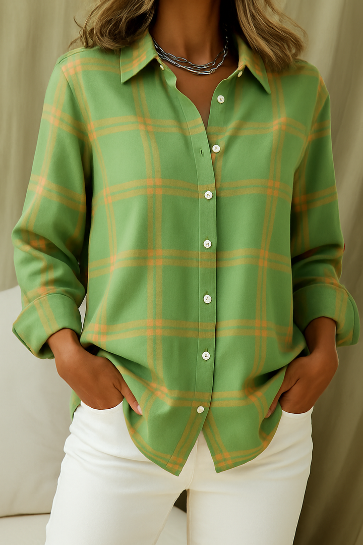 Womens Zip Front Checked Shirt