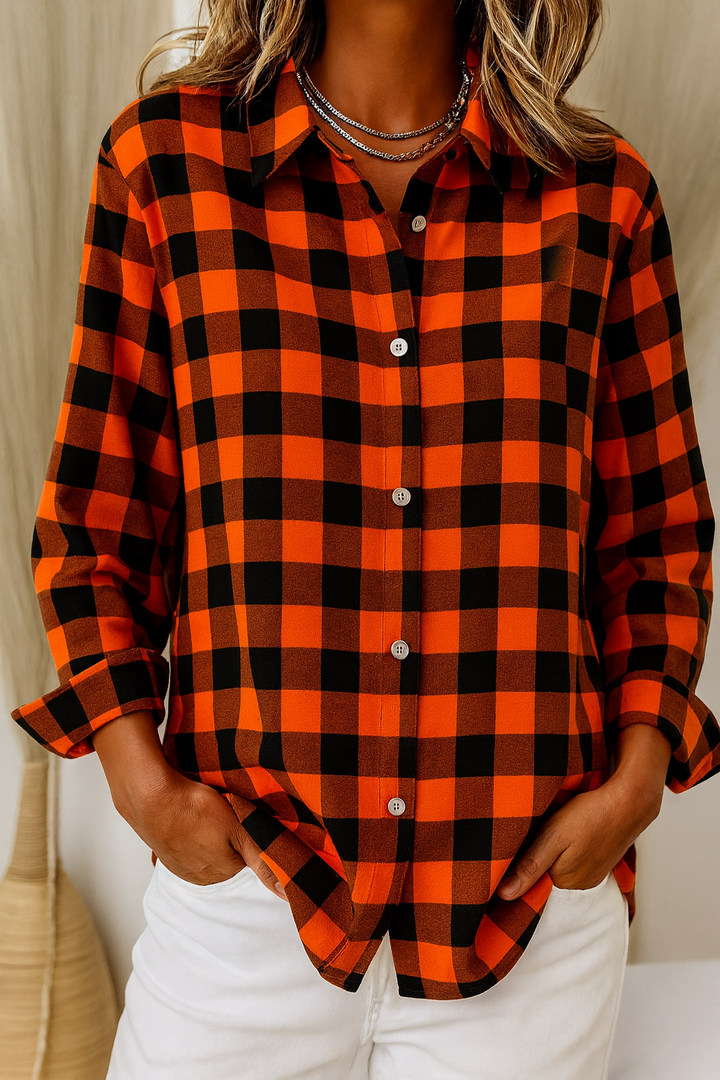 Womens Zip Front Checked Shirt
