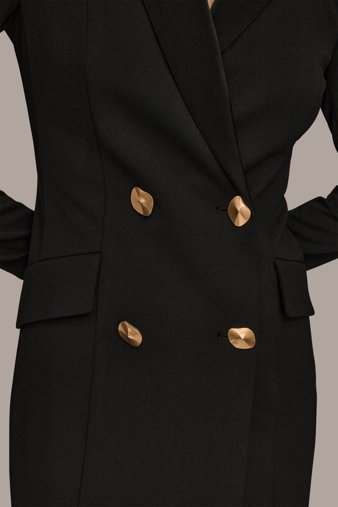 Double Breasted Satin Trim Maxi Coat Dress