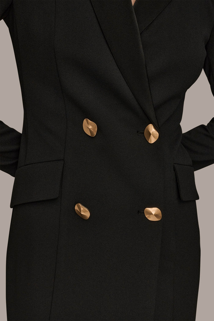 Double Breasted Satin Trim Maxi Coat Dress