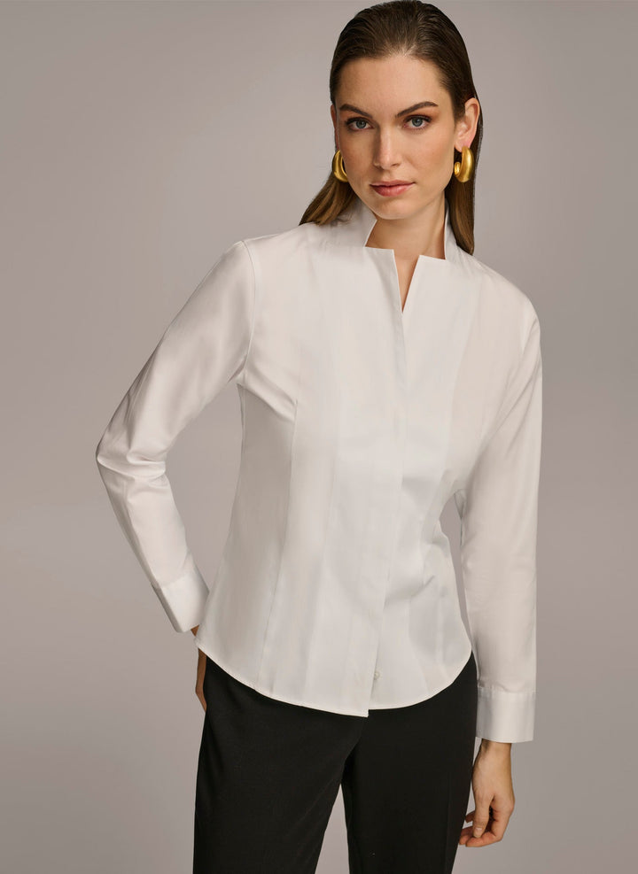 Notch Collar Button Down Shirt