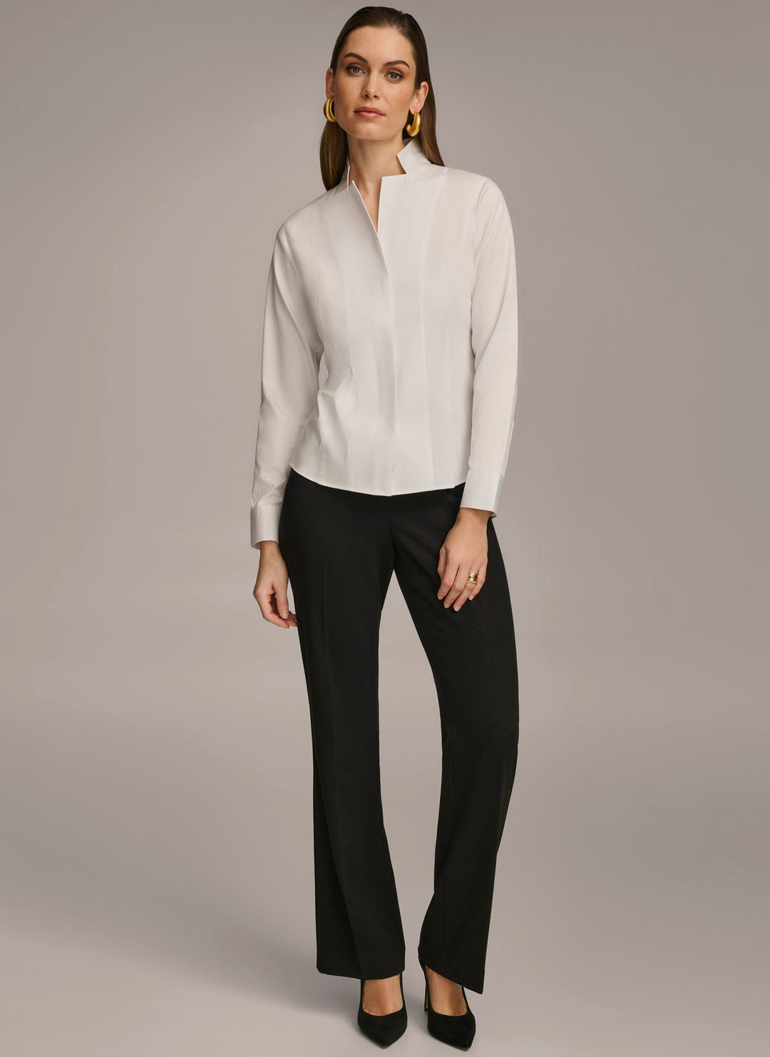 Notch Collar Button Down Shirt