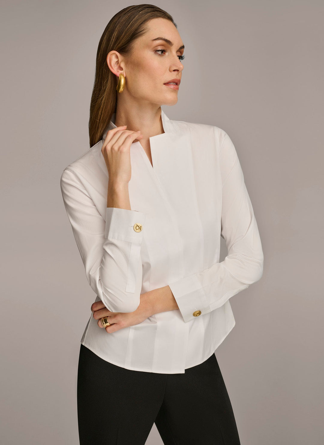 Notch Collar Button Down Shirt