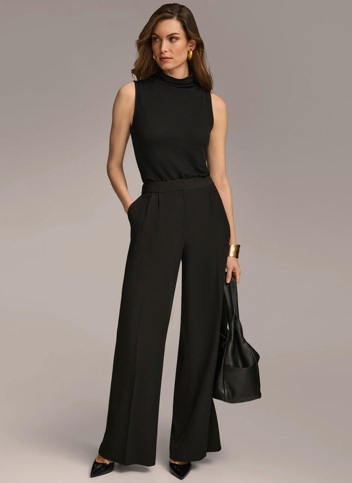 High Waisted Pleated Wide Leg Trousers