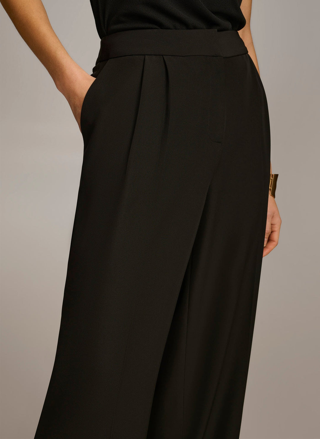 High Waisted Pleated Wide Leg Trousers