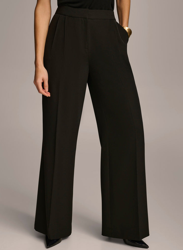 High Waisted Pleated Wide Leg Trousers