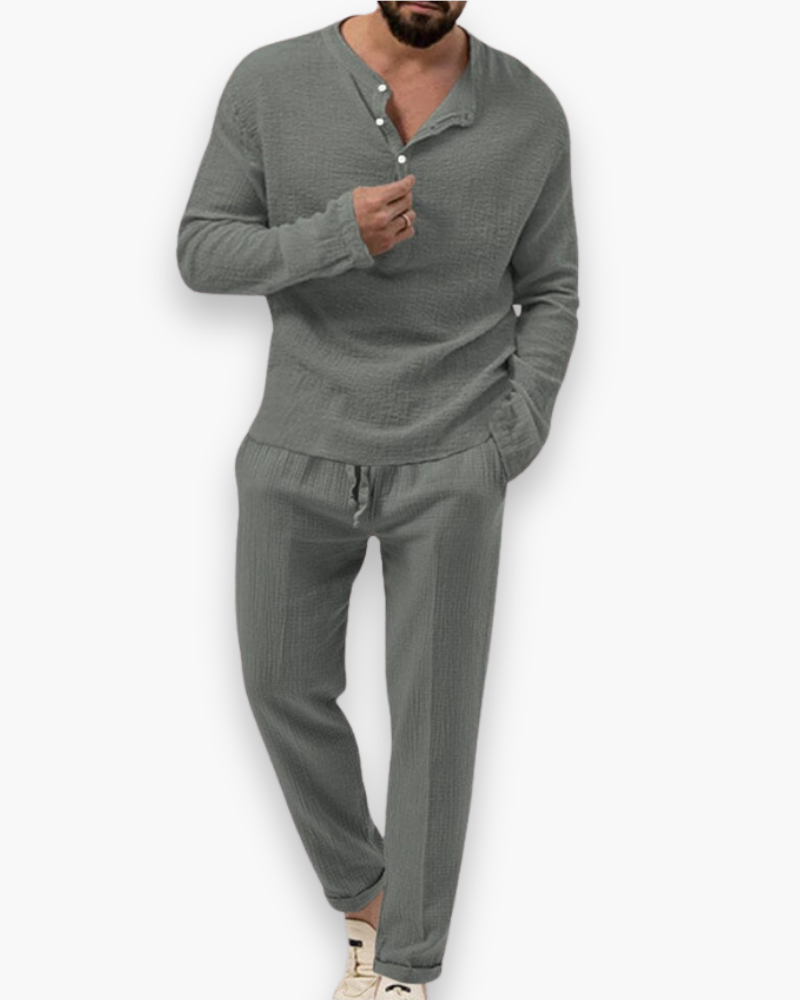 Mens Smart Casual Two Piece Top and Trouser Set