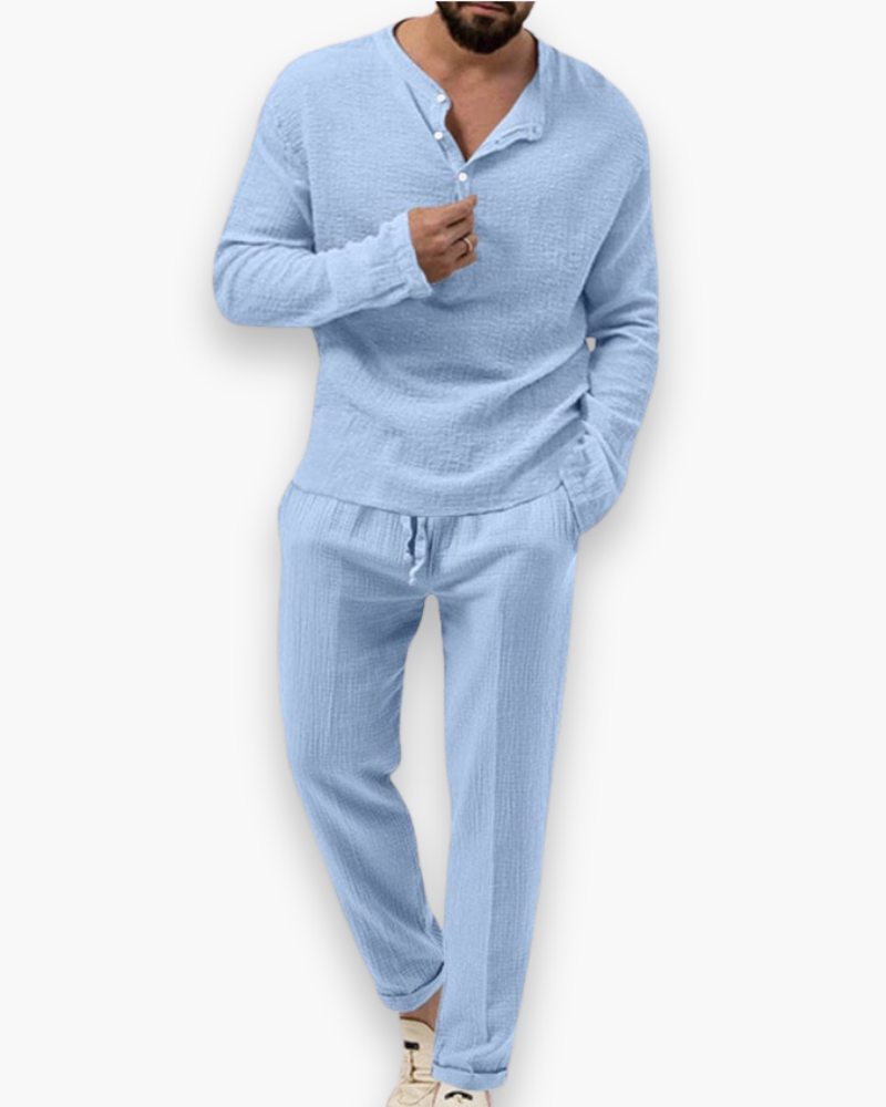 Mens Smart Casual Two Piece Top and Trouser Set