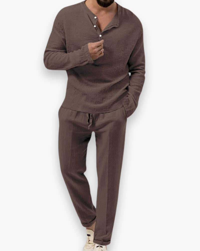Mens Smart Casual Two Piece Top and Trouser Set