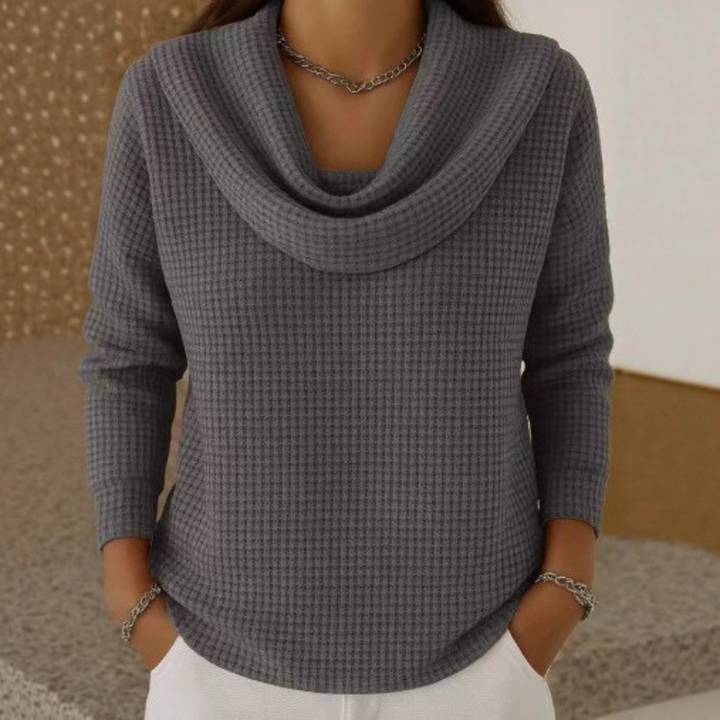 Danela | Elegant Waterfall Neckline Sweater