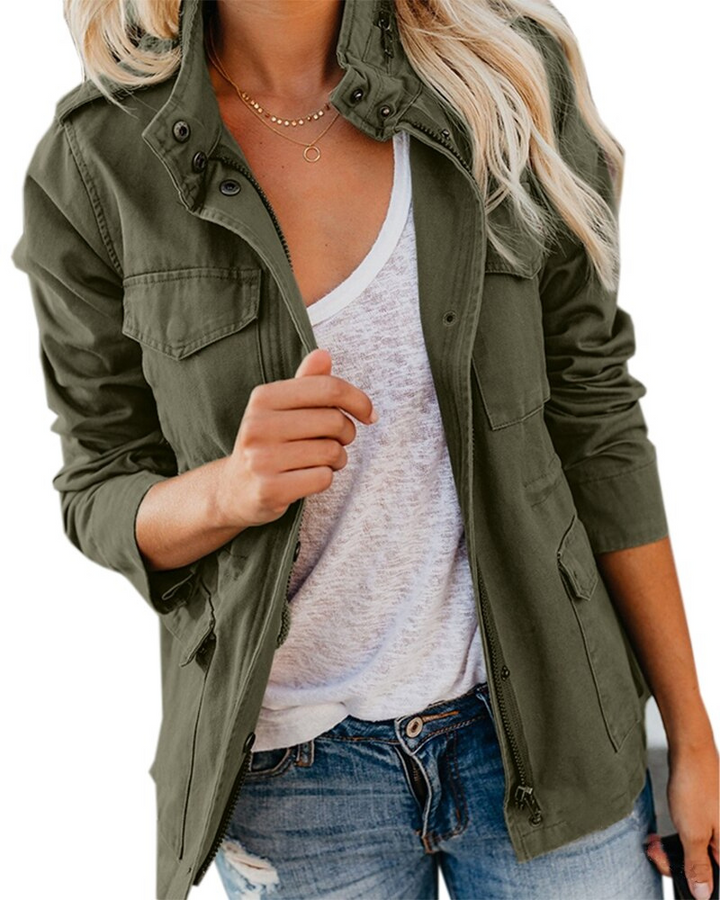 Womens Zip Front Utility Jacket