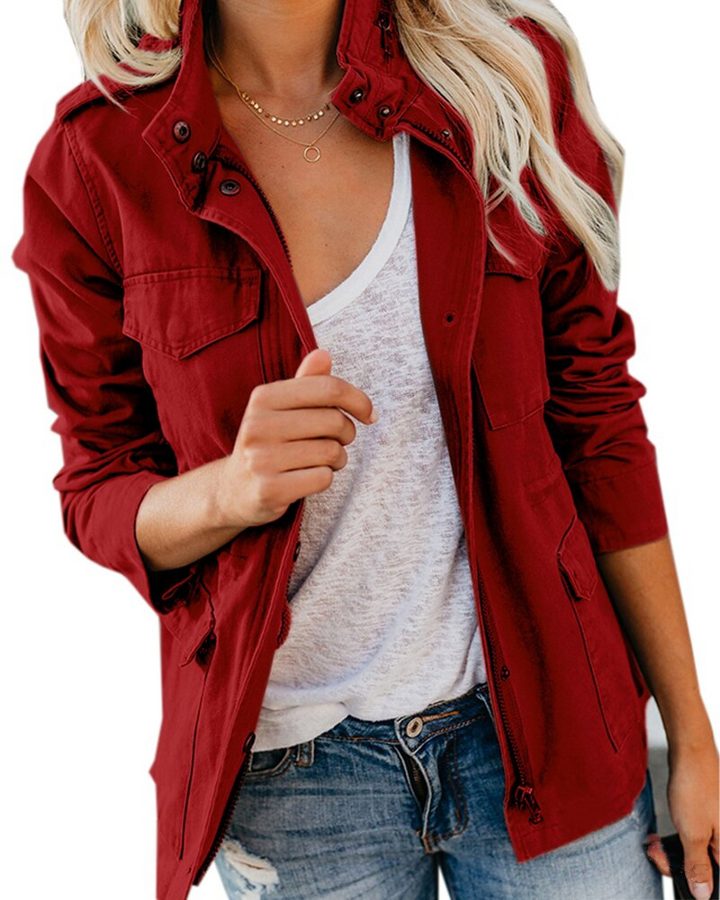 Womens Zip Front Utility Jacket