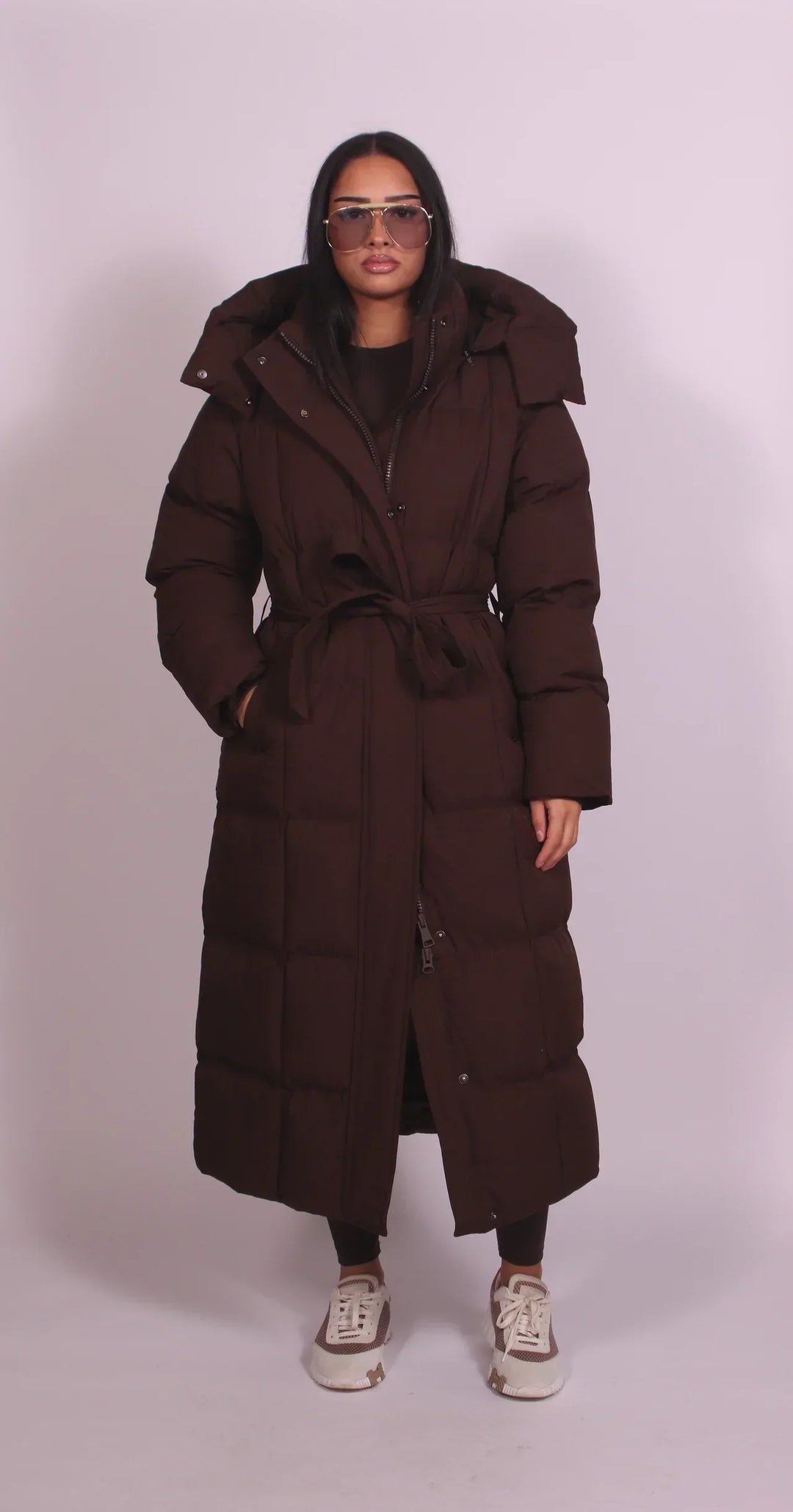 Long Belted Puffer Coat