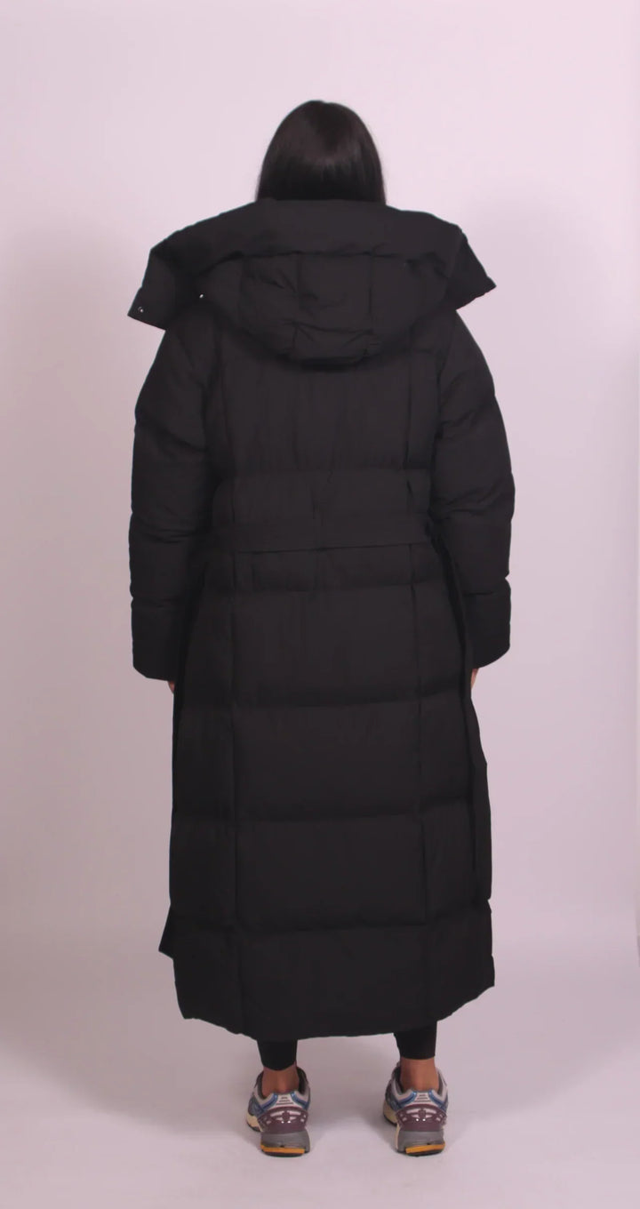 Long Belted Puffer Coat