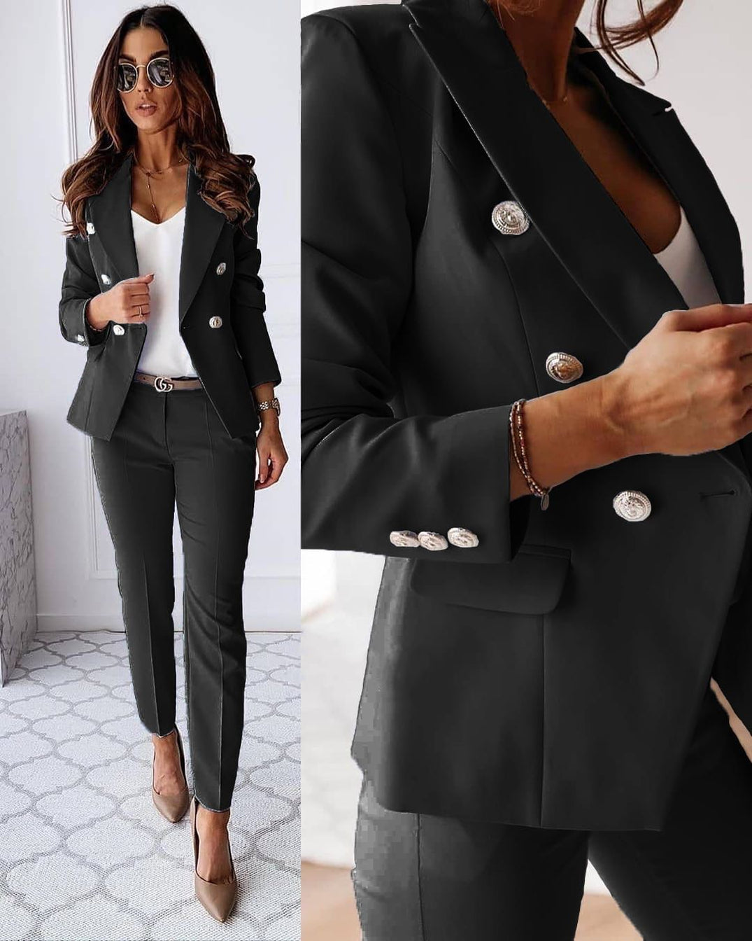Womens Tailored Blazer Two-Piece Set