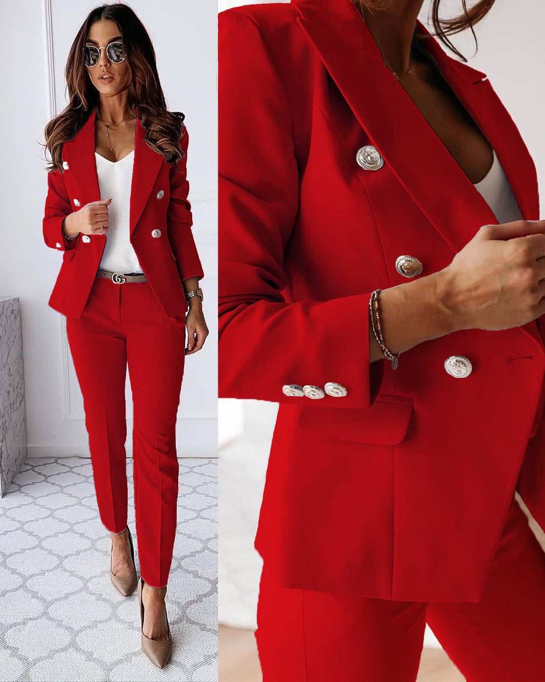 Womens Tailored Blazer Two-Piece Set