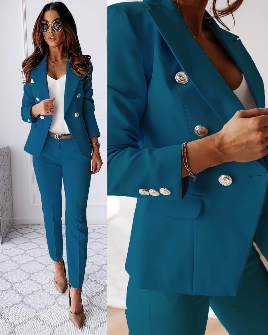 Womens Tailored Blazer Two-Piece Set