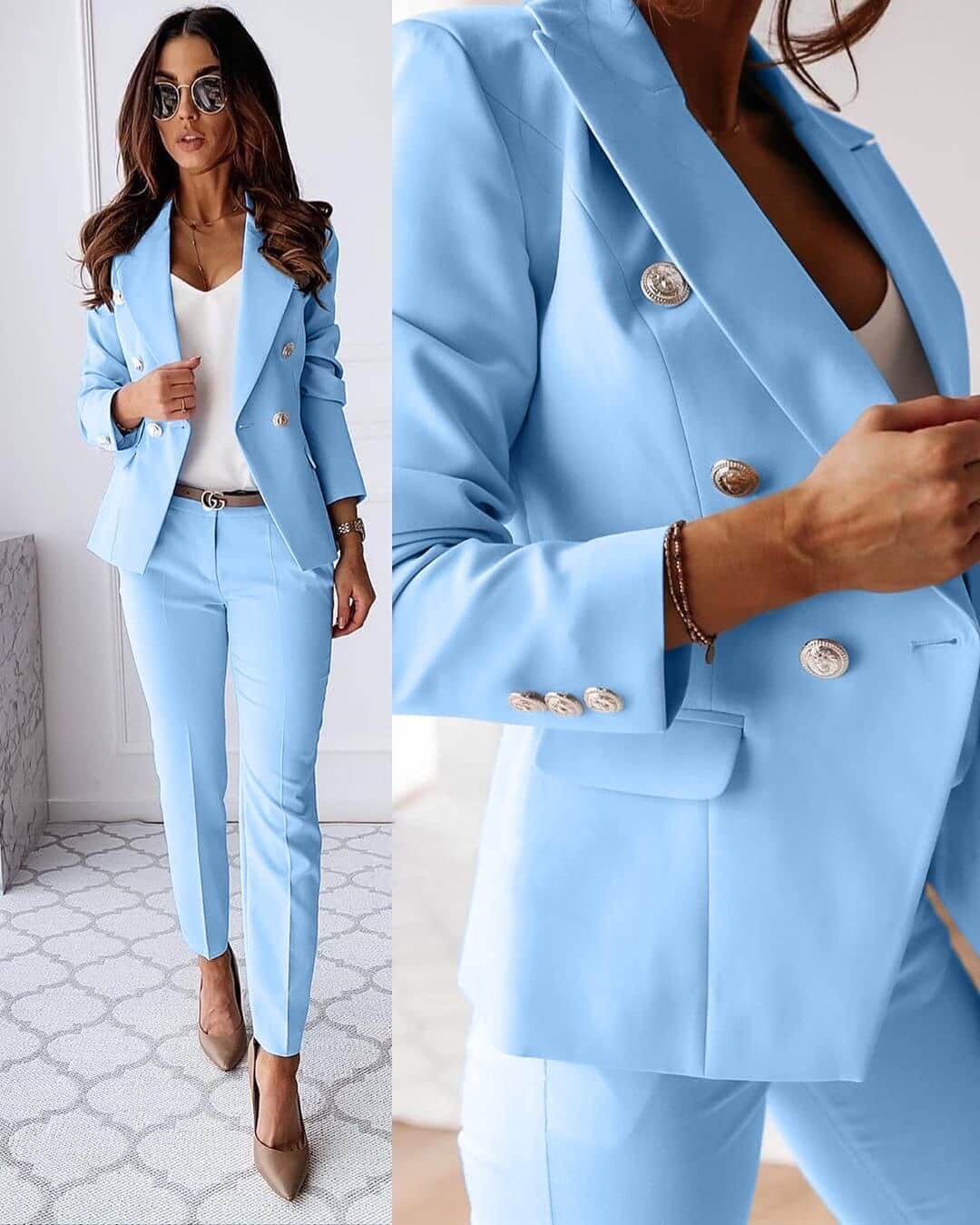 Womens Tailored Blazer Two-Piece Set