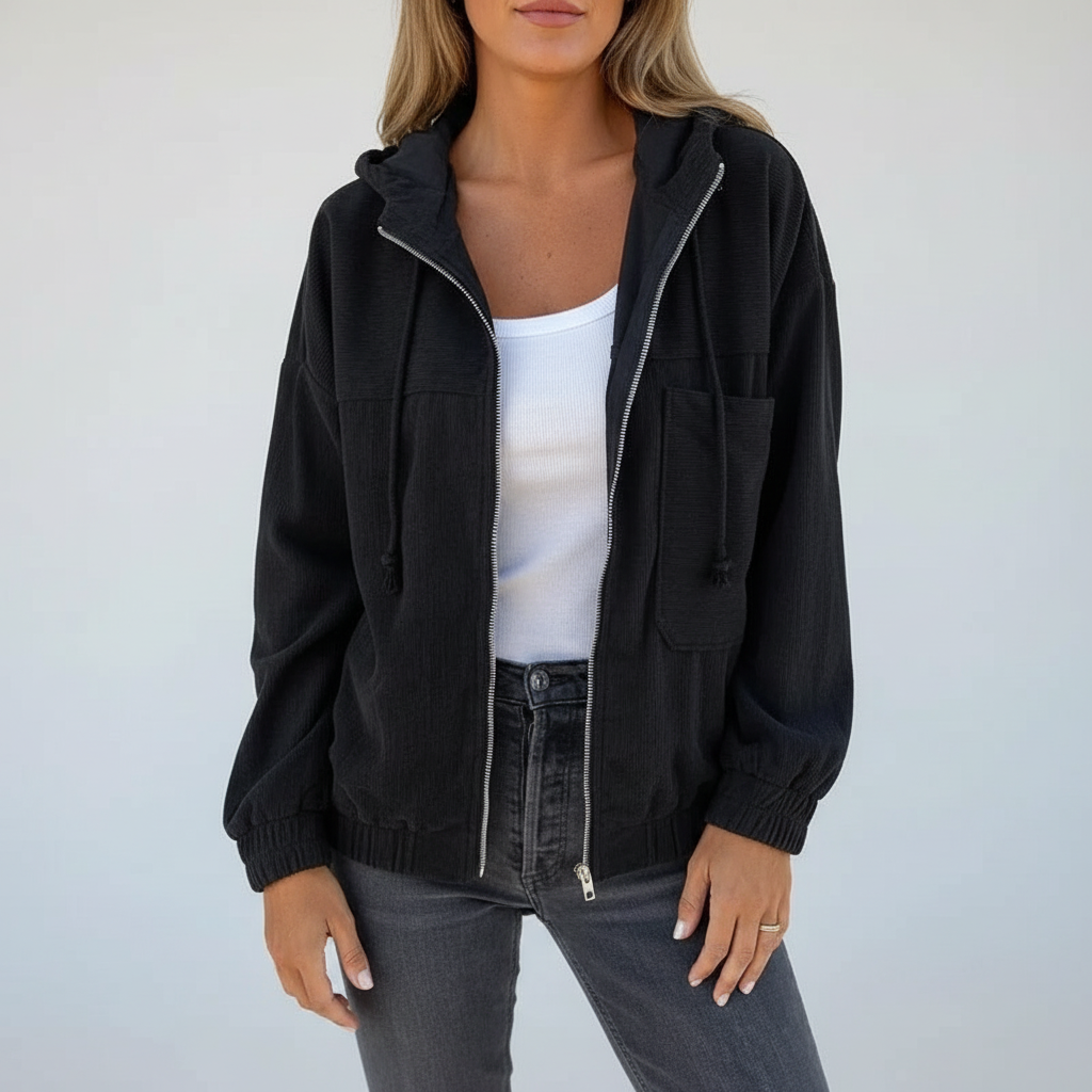 Hooded Zip Front Lightweight Jacket
