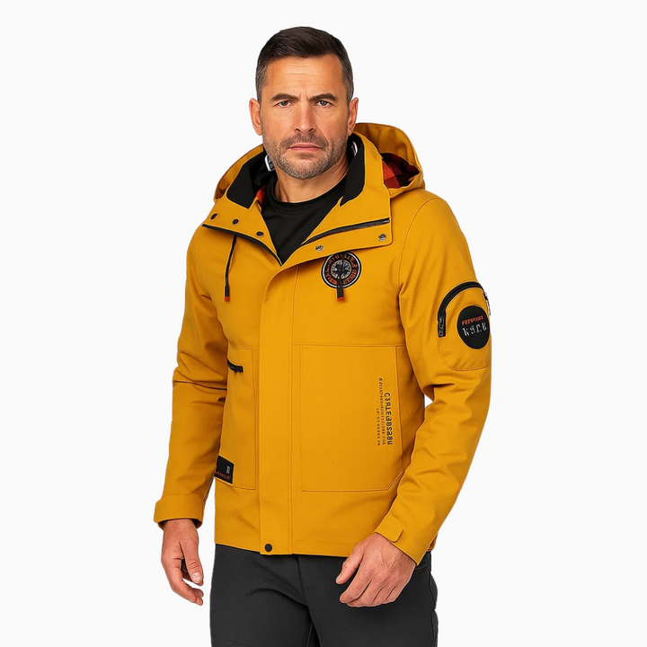 Mens Hooded Zip Front Waterproof Jacket