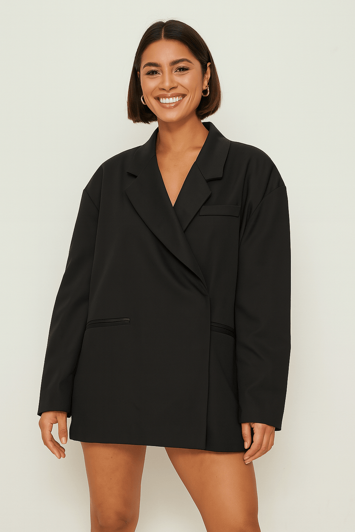 Womens Oversized Open-Front Blazer