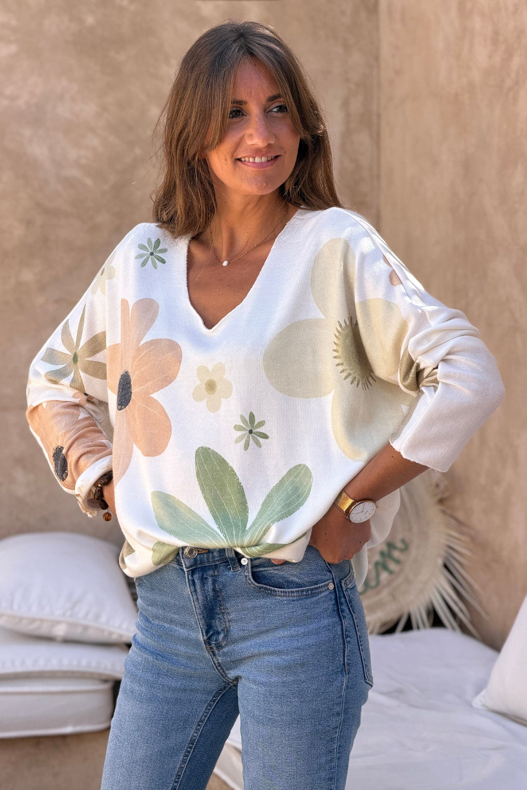 Knitted Floral Jumper