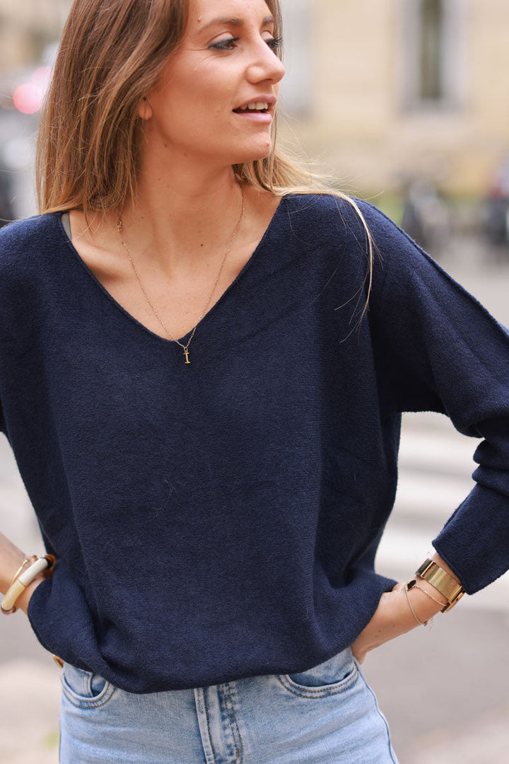 Navy V Neck Jumper