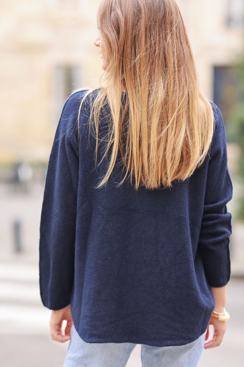 Navy V Neck Jumper