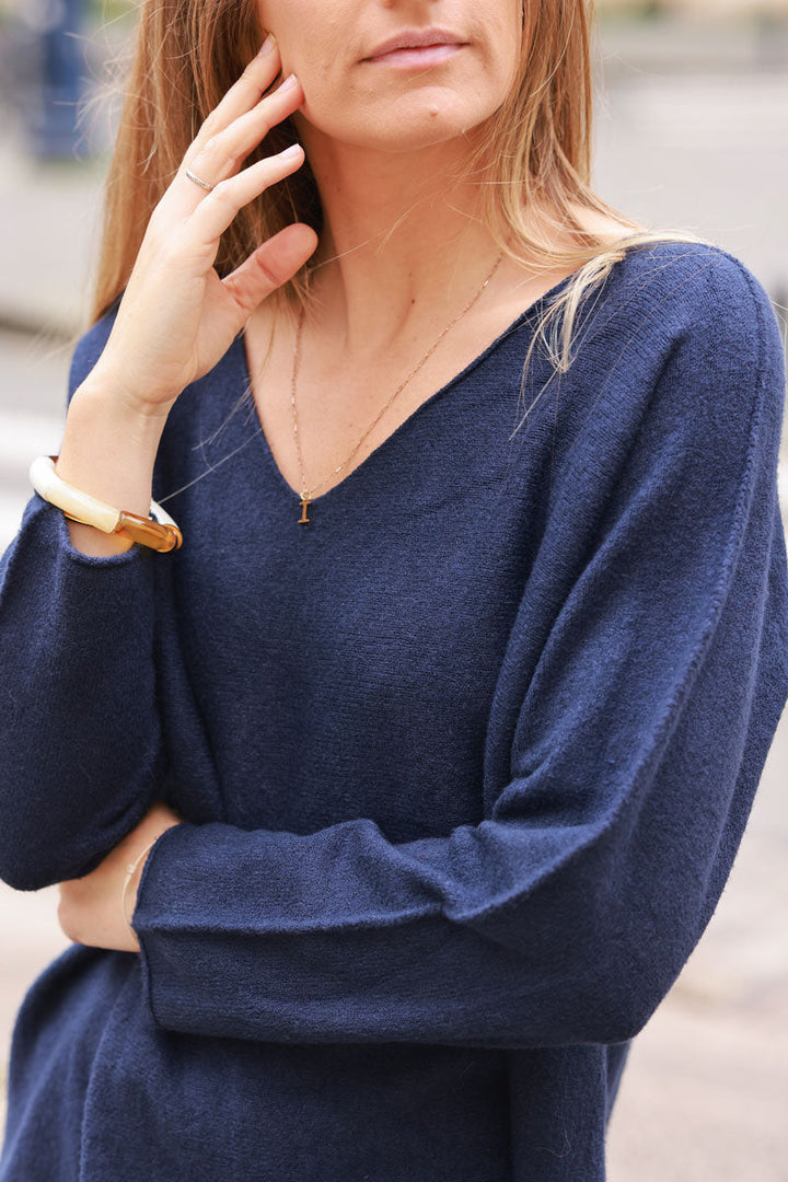 Navy V Neck Jumper