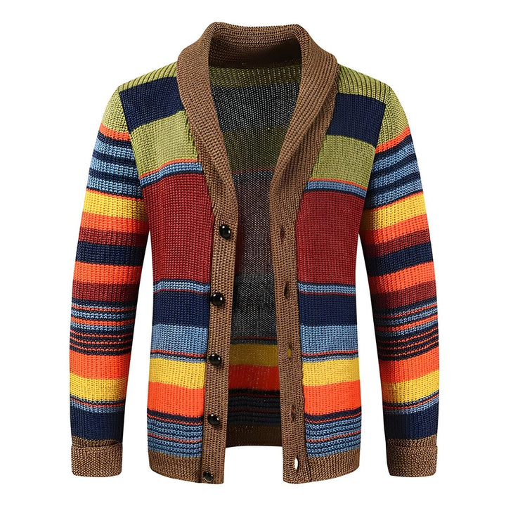 Mens Bold Striped Retro Cardigan