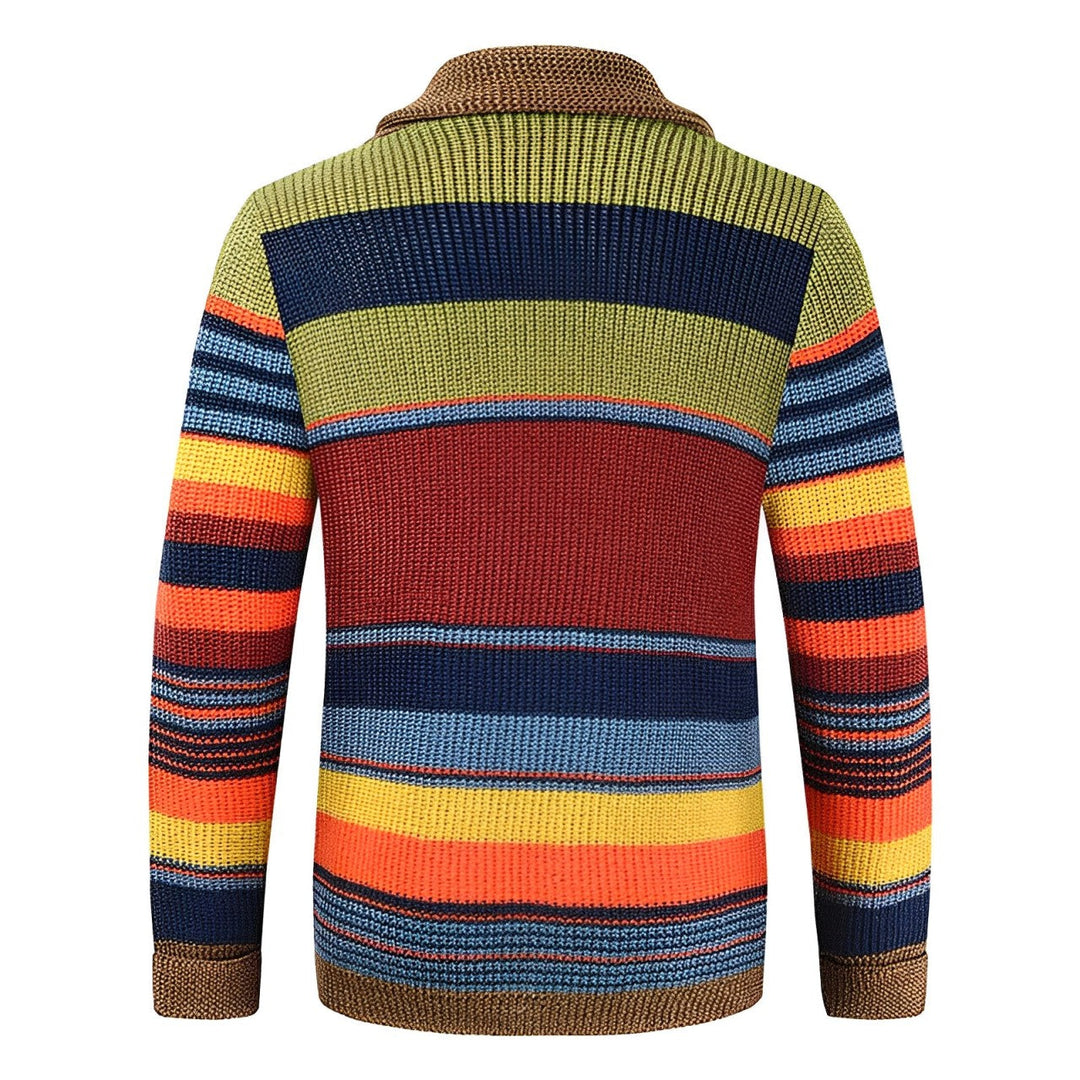 Mens Bold Striped Retro Cardigan