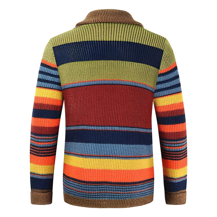 Mens Bold Striped Retro Cardigan
