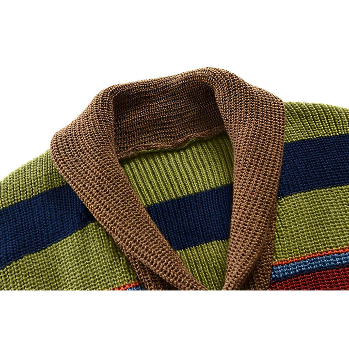 Mens Bold Striped Retro Cardigan
