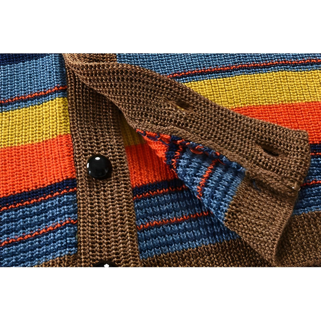 Mens Bold Striped Retro Cardigan