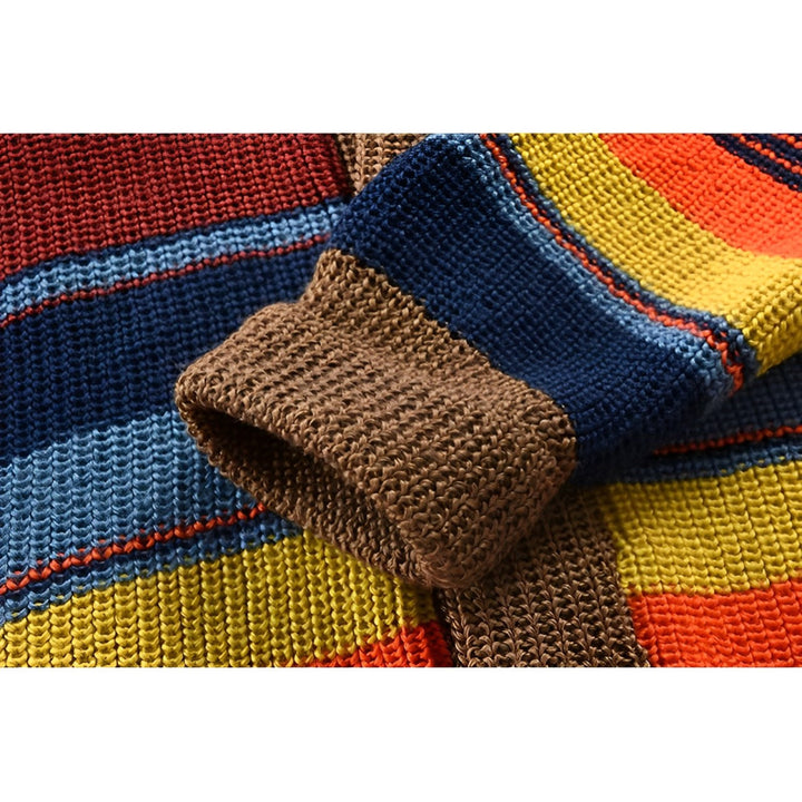 Mens Bold Striped Retro Cardigan