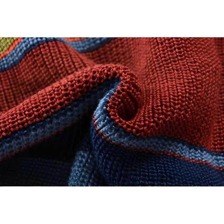 Mens Bold Striped Retro Cardigan