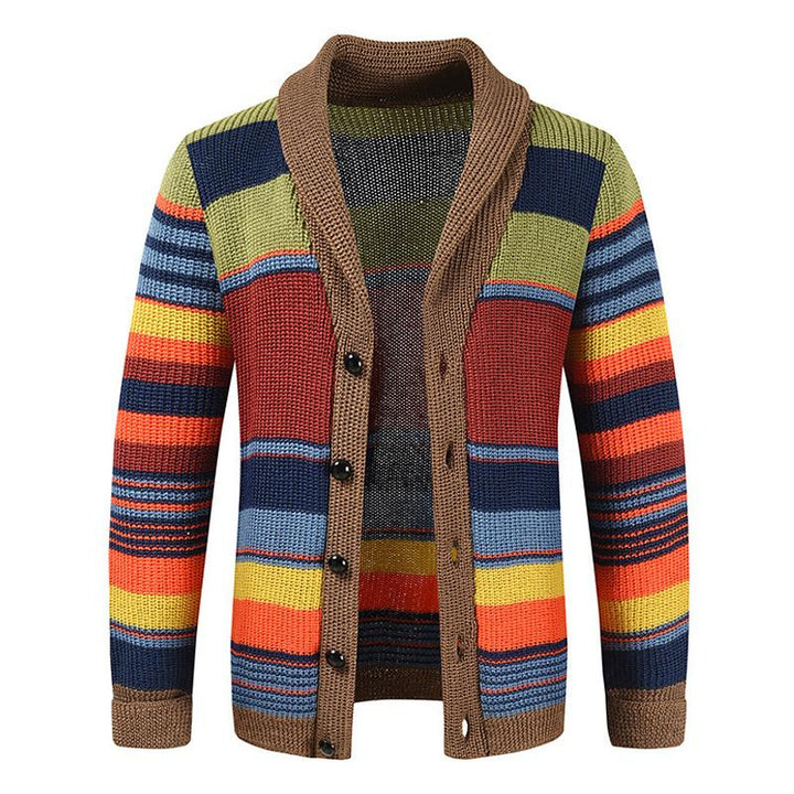 Mens Bold Striped Retro Cardigan