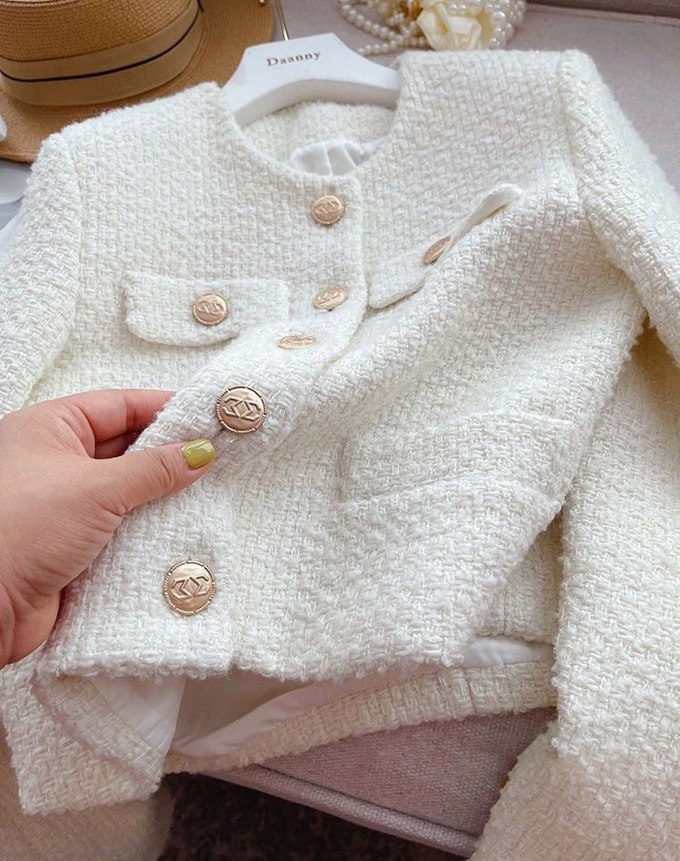Womens Long Sleeve Tweed Jacket