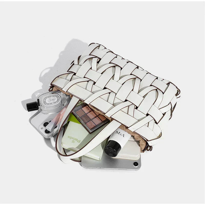 Handwoven Faux Leather Crossbody Bag
