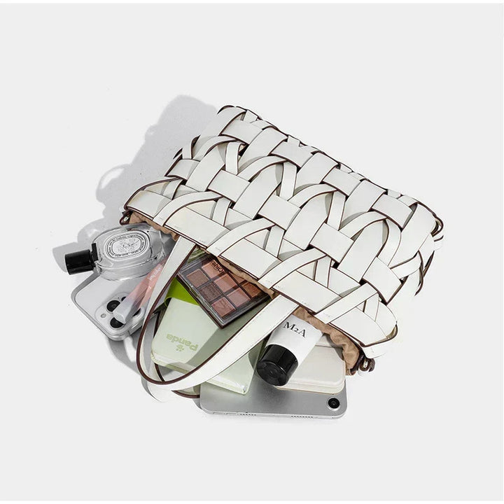 Handwoven Faux Leather Crossbody Bag