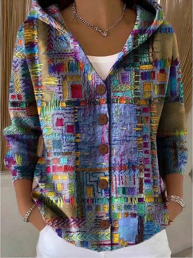 Button Front Hooded Knit Sweater