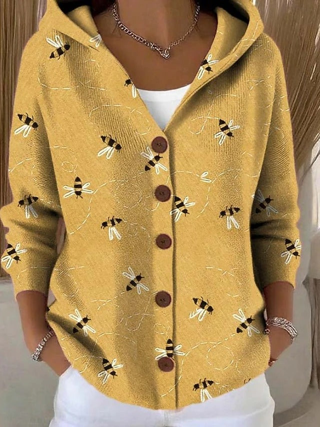 Button Front Hooded Knit Sweater