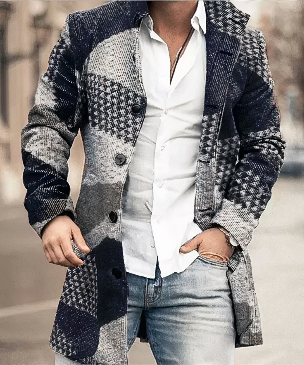 Mens Stand-Collar Trench Coat