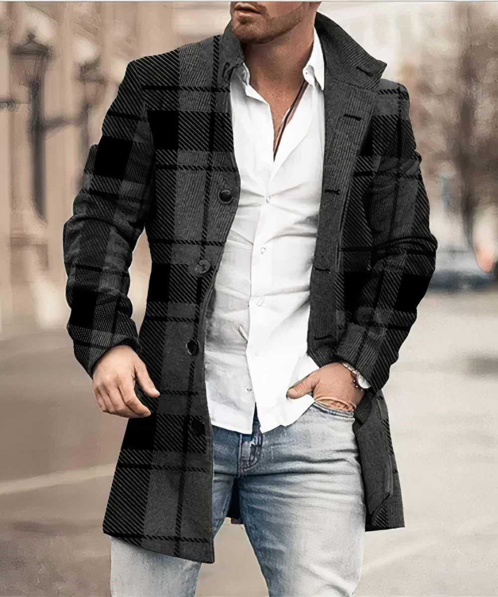 Mens Stand-Collar Trench Coat