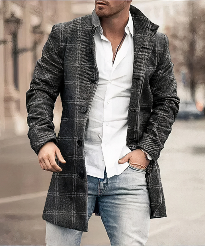 Mens Stand-Collar Trench Coat