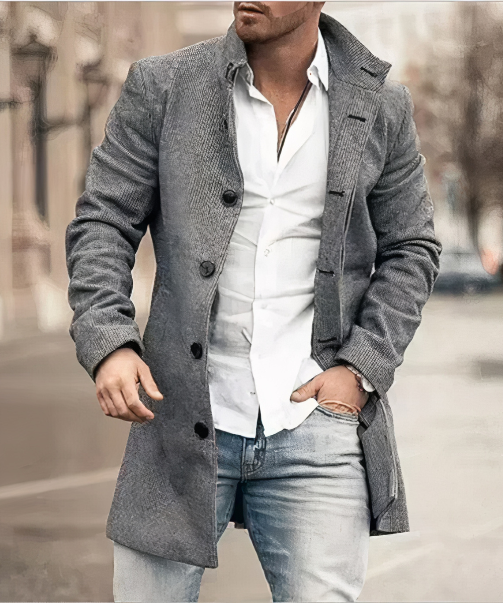 Mens Stand-Collar Trench Coat